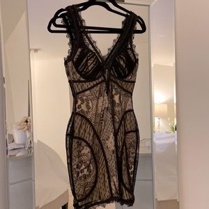 Bebe bodycon black lace dress size small